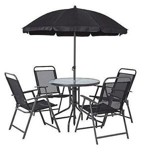 Set mobilier gradina/terasa, gri, 1 masa, 4 scaune, 1 umbrela, Leticia Grey