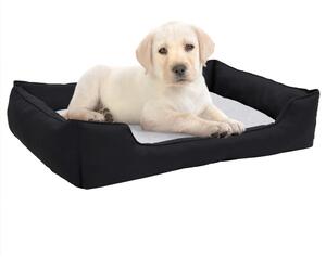 Pat pentru câini, negru și alb, 85,5x70x23 cm, lână aspect in
