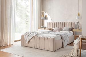 Pat tapițat Livani 160x200 cu ladă de depozitare - velur bej Velluto 2