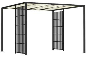 Outsunny Pergolă cu Acoperiș Ondulat și Panouri Laterale pentru Intimitate, 3x3m, Negru | Aosom Romania