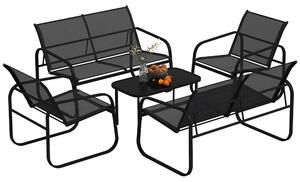 Outsunny Set de Mobilier de Grădină din 5 Piese, cu 2 Canapele, 2 Fotolii și o Măsuță de Cafea, 111x70x75 cm, Negru | Aosom Romania