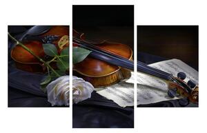 Tablou cu trandafir și vioară (90x60 cm)