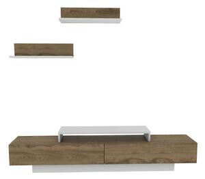 Mobilier living LUSI, stejar inchis/alb, PAL melaminat, 3 piese