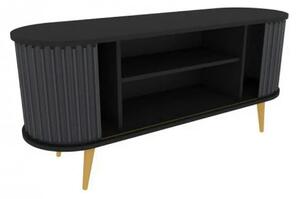 Comoda TV STOR, gri/negru, PAL melaminat, 140x43x64 cm