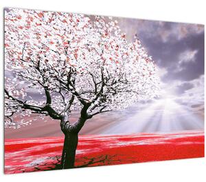 Tablou cu pomul roșu (90x60 cm)