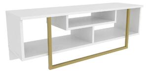 Comoda ASAL 120, alb/auriu, PAL melaminat, 120x35x40 cm