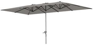 Outsunny Umbrelă Dublă de Grădină cu Manivelă și 12 Spițe din Aluminiu și Poliester, 4.5x2.6 m, Gri Închis | Aosom Romania