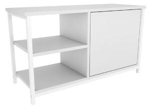 Comoda TV MUSKEGON, alb, PAL melaminat/metal, 90x35x51 cm