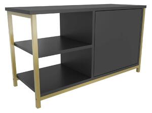 Comoda TV MUSKEGON, auriu/gri antracit, PAL melaminat/metal, 90x35x51
