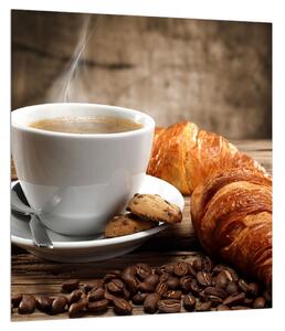 Tablou cu ceașca de cafea cu croissant (30x30 cm)