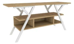 Comoda TV Minerva, stejar/alb, PAL/metal, 120x35x55 cm