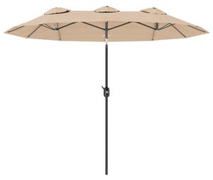Outsunny Umbrelă de Grădină Dublă Înclinabilă la 45° cu Manivelă şi 3 Orificii de Ventilaţie, 295x152x222 cm, Cafeniu | Aosom Romania