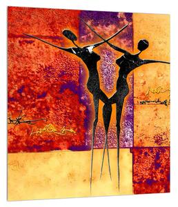 Tablou abstract cu doi dansatori (30x30 cm)
