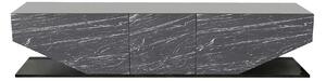 Comoda TV INCI, negru cu efect de marmura, PAL melaminat, 180x30x45 cm