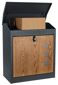 Cutie poștală modernă de culoare antracit cu imitație de lemn