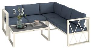 Outsunny Set Mobilier de Grădină din 4 Piese cu 2 Canapele, Fotoliu Reglabil și Măsuță de Cafea, 121x61x62 cm, Gri | Aosom Romania