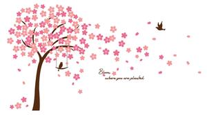 WALPLUS 425868 Home Decoration Sticker Cherry Blossom 320x180cm Pink WS9046