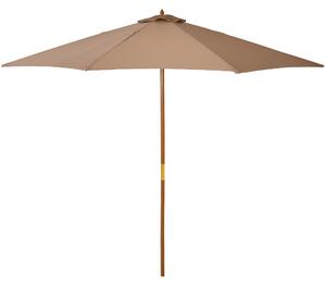Outsunny Umbrelă de Grădină cu Șnur și Deschidere Reglabilă, Ø300x250 cm, Kaki | Aosom Romania