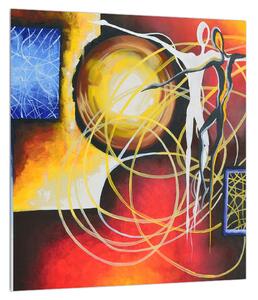 Tablou abstract - pictura cu dansatori (30x30 cm)