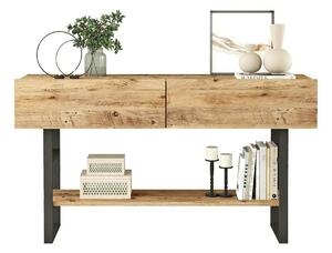Comoda ML23-A, stejar/negru, PAL melaminat/metal, 139x43x76 cm
