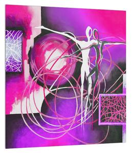 Tablou abstract cu dansatori violeți (30x30 cm)