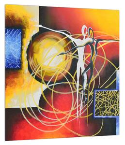 Tablou abstract cu dansatori (30x30 cm)