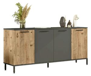 Comoda RL4-AA, gri/stejar, PAL melaminat, 160x40x72 cm