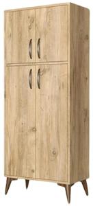 Dulap MDL0102, stejar, PAL melaminat, cu 4 usi, 63x35x155 cm