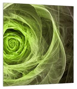 Tablou abstract cu trandafir verde (30x30 cm)