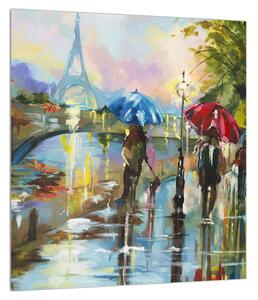 Tablou cu vreme ploioasă și turnul Eiffel (30x30 cm)