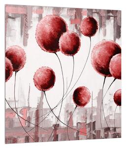 Tablou abstract - balonașe roșii (30x30 cm)