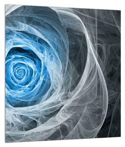 Tablou abstract cu trandafir albastru (30x30 cm)