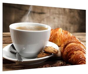 Tablou cu ceașca de cafea cu croissant (90x60 cm)