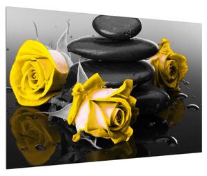 Tablou cu trandafiri galbene (90x60 cm)