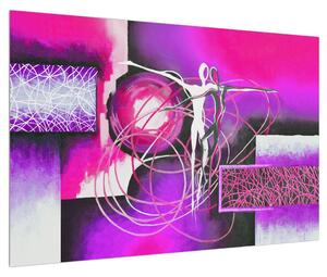 Tablou abstract cu dansatori violeți (90x60 cm)