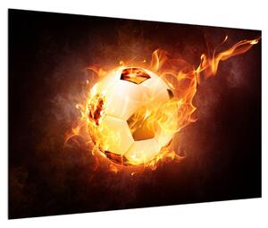 Tablou cumingea de fotbal în foc (90x60 cm)