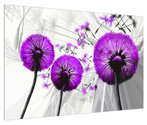 Tablou violet cu păpădii (90x60 cm)