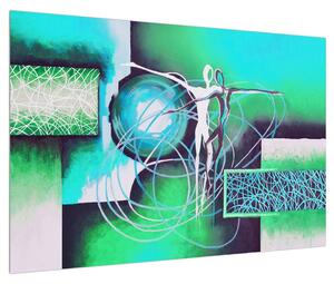 Tablou abstract cu danasatori albaștri (90x60 cm)