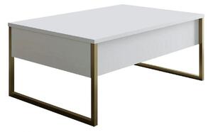 Masuta cafea Luxe, alb/auriu, PAL/metal, 90x60x40 cm