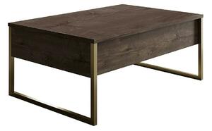 Masuta cafea Luxe, nuc/auriu, PAL/metal, 90x60x40 cm