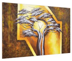Tablou oriental cu cu pom și soare (90x60 cm)