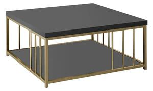 Masuta cafea Zenn, gri antracit/auriu, PAL melaminat/metal, 90x90x40 c