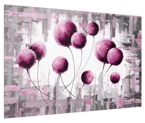Tablou abstract - balonașe roz (90x60 cm)