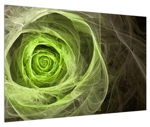 Tablou abstract cu trandafir verde (90x60 cm)