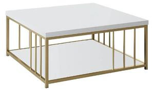 Masuta cafea Zenn, alb/auriu, PAL melaminat/metal, 90x90x40 cm