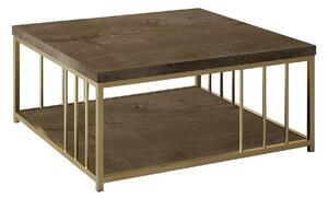 Masuta cafea Zenn, nuc/auriu, PAL melaminat/metal, 90x90x40 cm