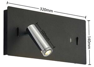Lucande - Kimo LED Square Aplică de Perete USB Black