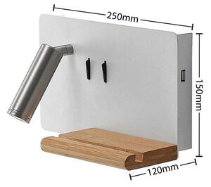 Lucande - Kimo LED Square Shelve Aplică de Perete USB White/Nickel