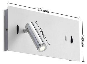 Lucande - Kimo LED Square Aplică de Perete USB White/Chrome