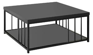 Masuta cafea Zenn, gri antracit/negru, PAL melaminat/metal, 90x90x40 c